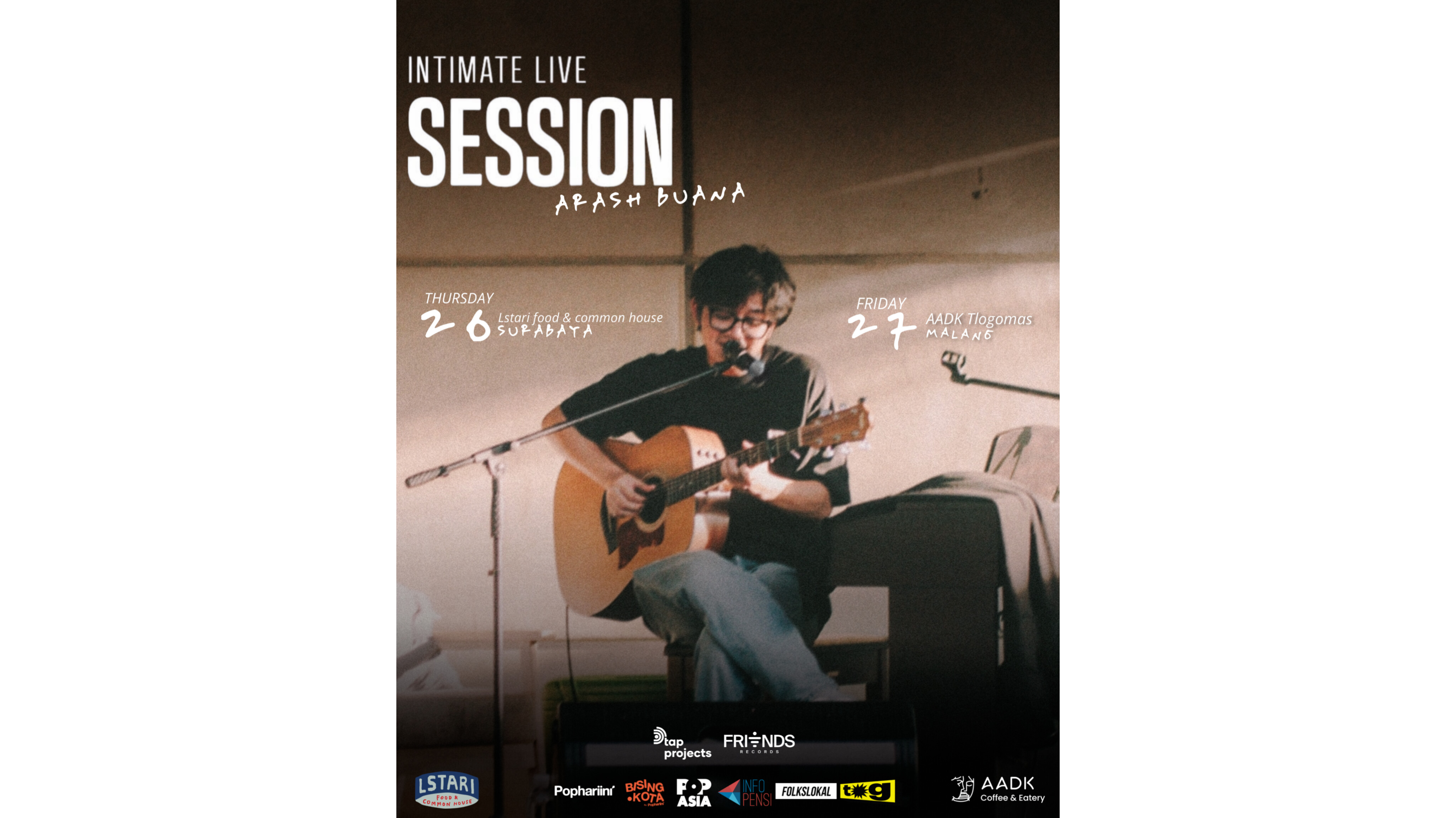 Arash Buana Lanjutkan Perjalanan Musiknya di Surabaya dan Malang Lewat Intimate Live Session